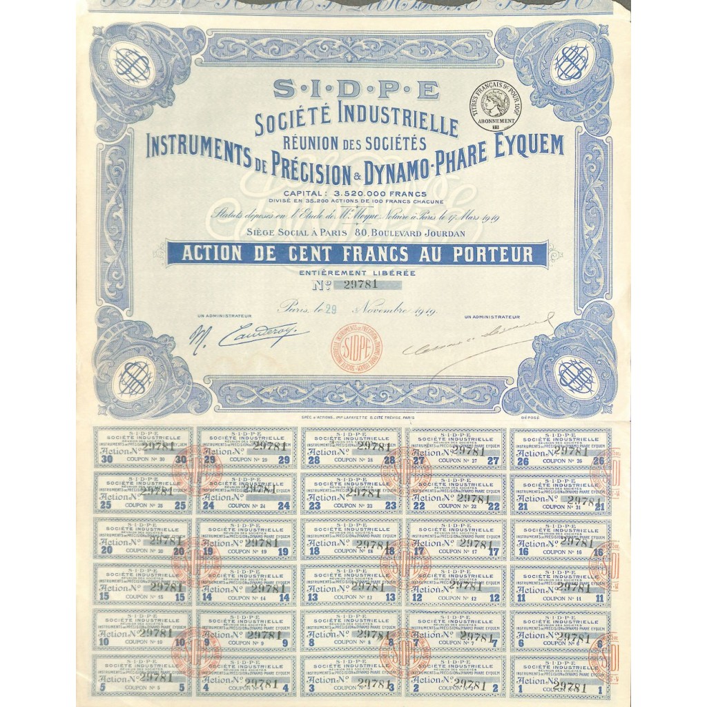 1919 - S.I.D.P.E. SOC. INDUSTR. INSTRUMENTS DE...