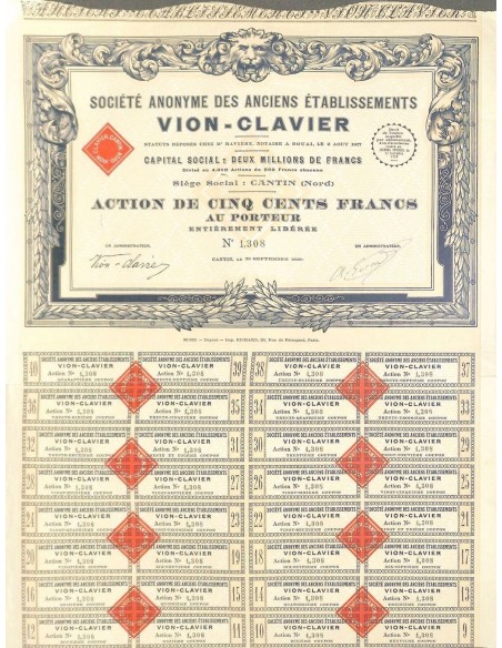 1929 - VION-CLAVIER SOC. ANON. DES ANCIENS ETABLISSEMENTS