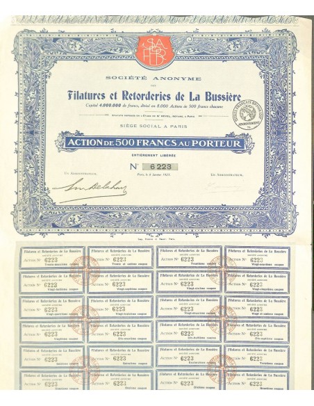 1923 - FILATURES ET RETORDERIES DE LA BUSSIÈRE