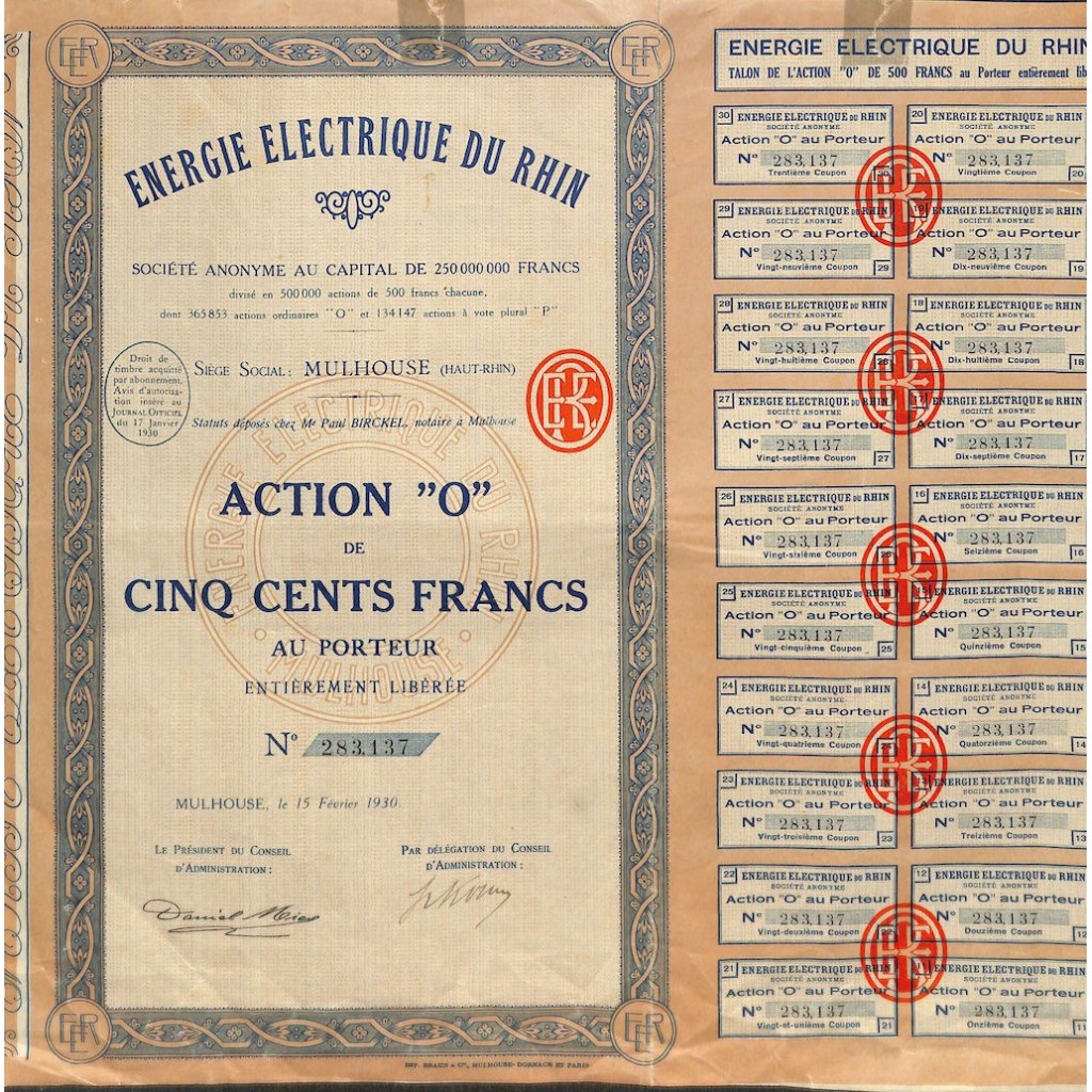 1930 - ENERGIE ELECTRIQUE DU RHIN