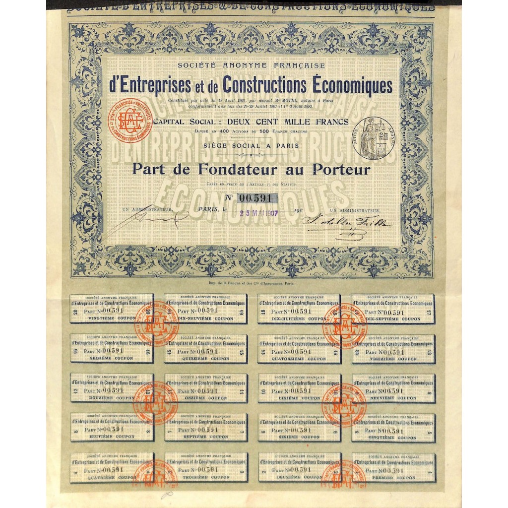 1907 - D'ENTREPRISES ET DE CONSTRUCTIONS...