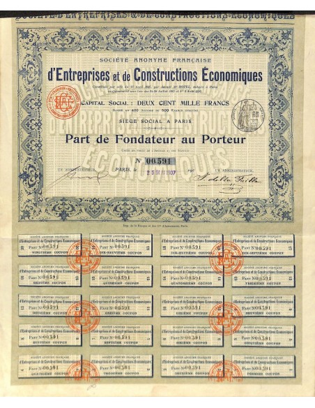 1907 - D'ENTREPRISES ET DE CONSTRUCTIONS ECONOMIQUES SOC. AN. FRANCAISE