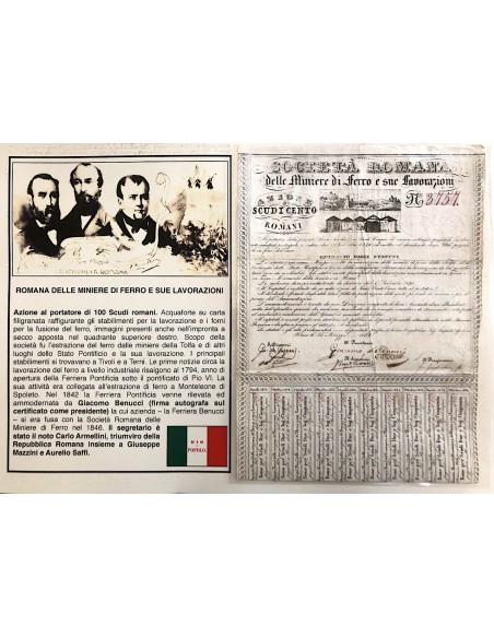 1851 - ROMANA DELLE MINIERE DI FERRO E SUE LAVORAZIONI SOC. - ROMA