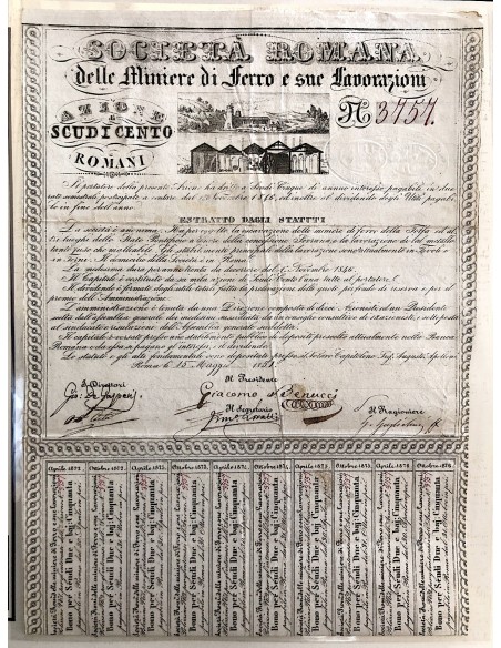 1851 - ROMANA DELLE MINIERE DI FERRO E SUE LAVORAZIONI SOC. - ROMA