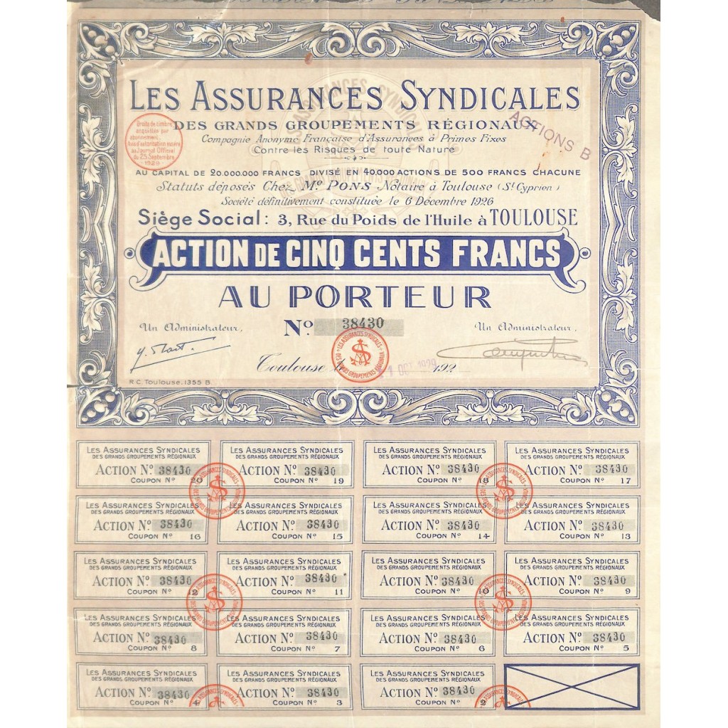 1929 - LES ASSURANCES SYNDICALES