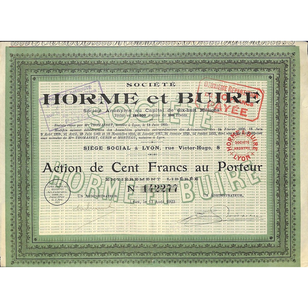 1923 - HORME ET BUIRE SOC.