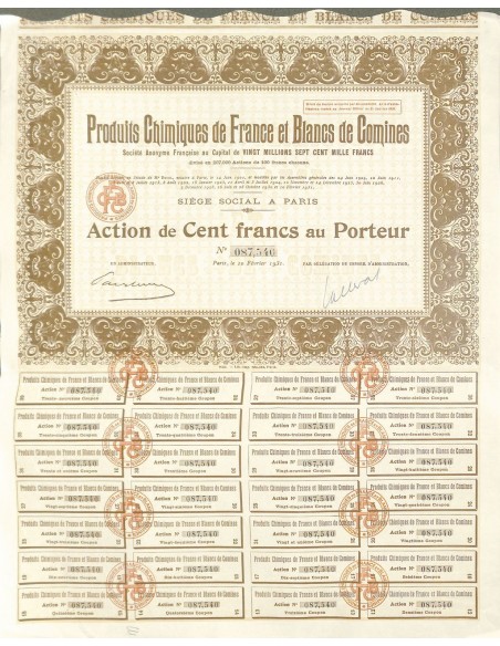 1931 - PRODUITS CHIMIQUES DE FRANCE ET BLANCS DE COMINES
