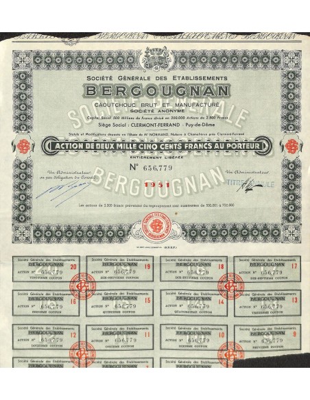 1951 - BERGOUGNAN CAOUTCHOUC BRUT ET MANUFACTURÉ