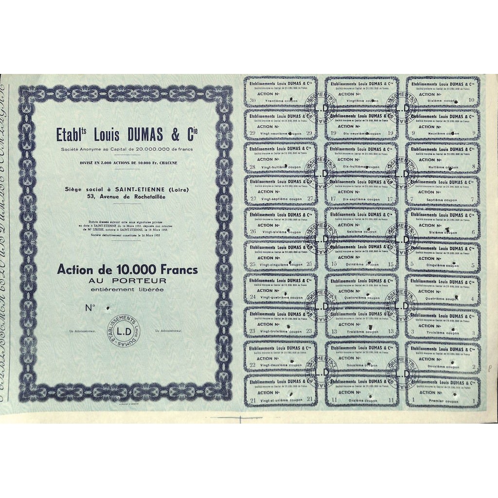 1953 - LOUIS DUMAS ET C.IE ETABLISSEMENTS