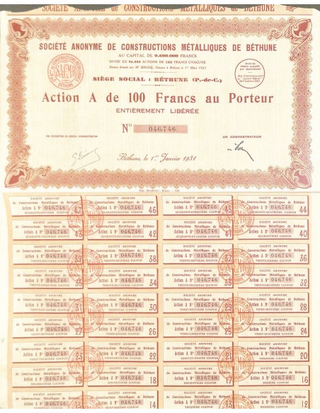 1931 - CONSTRUCTIONS METALLIQUES DE BETHUNE SOC. ANON. DE
