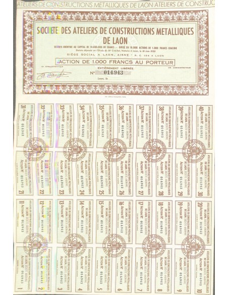 1920 - ATELIERS DE CONSTRUCTIONS METALLIQUES DE LAON SOC.