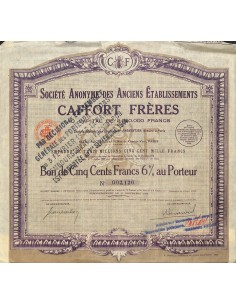 1929 - CAFFORT FRERES SOC. ANON. DES ANCIENS ETABLISS.