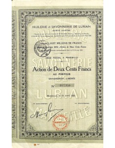 1920 - HUILERIE ET SAVONNERIE DE LURIAN