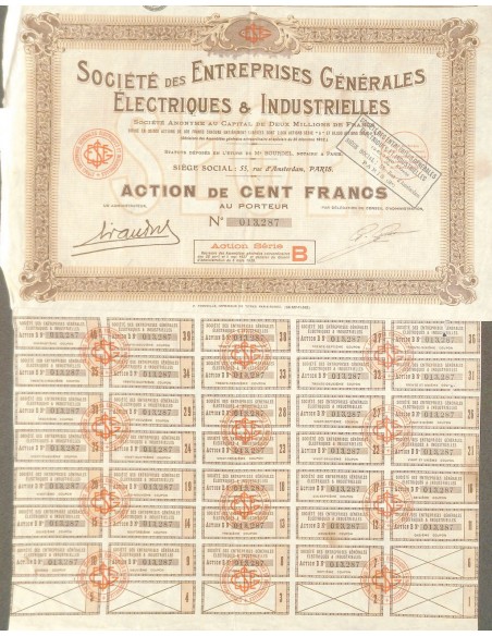 1932 - ENTREPRISES GENERALES ELECTRIQUES ET INDUSTRIELLES SOC. DES