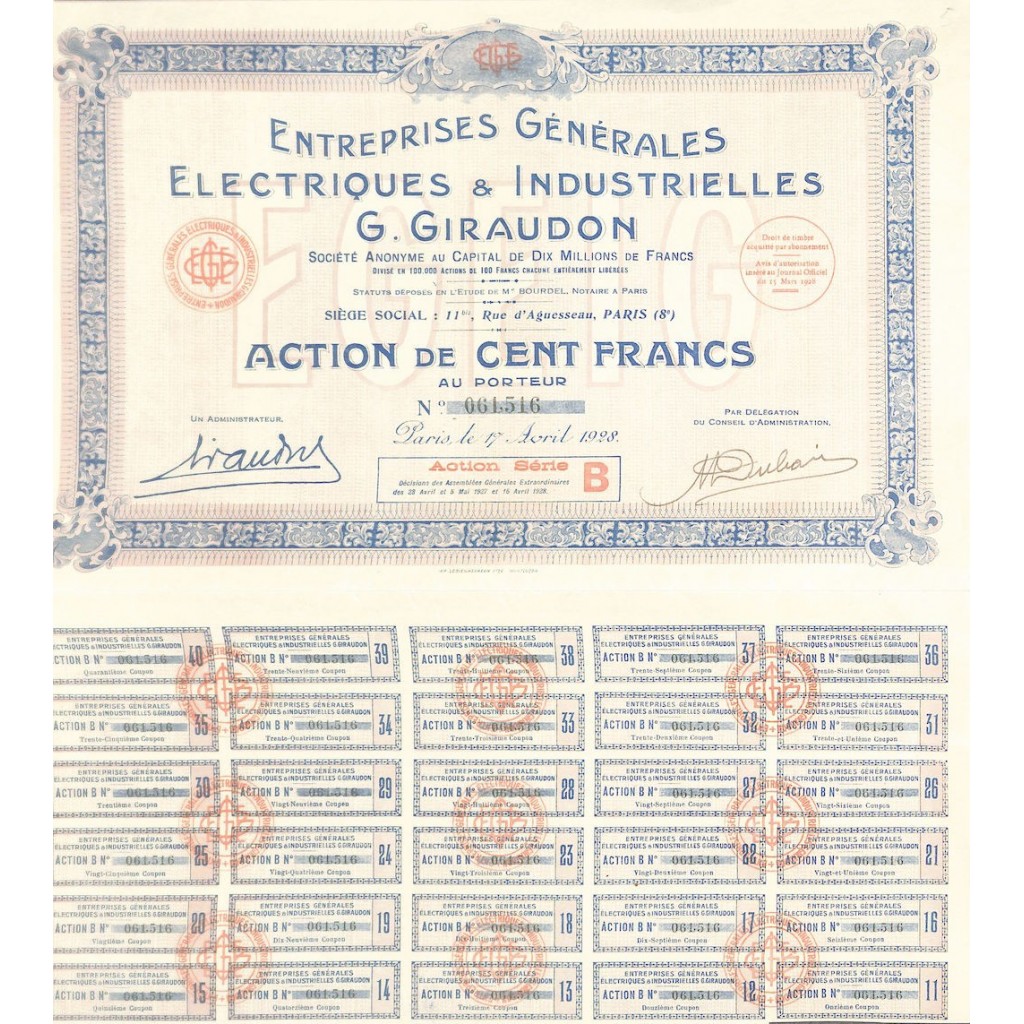 1928 - ENTREPRISES GENER. ELECTRIQUES ET...
