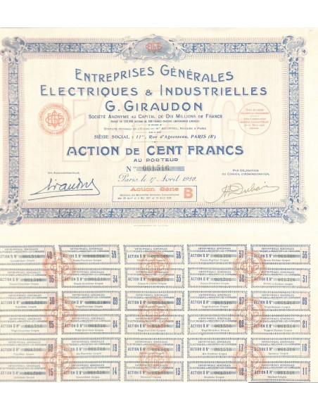 1928 - ENTREPRISES GENER. ELECTRIQUES ET INDUSTR. G. GIRAUDON