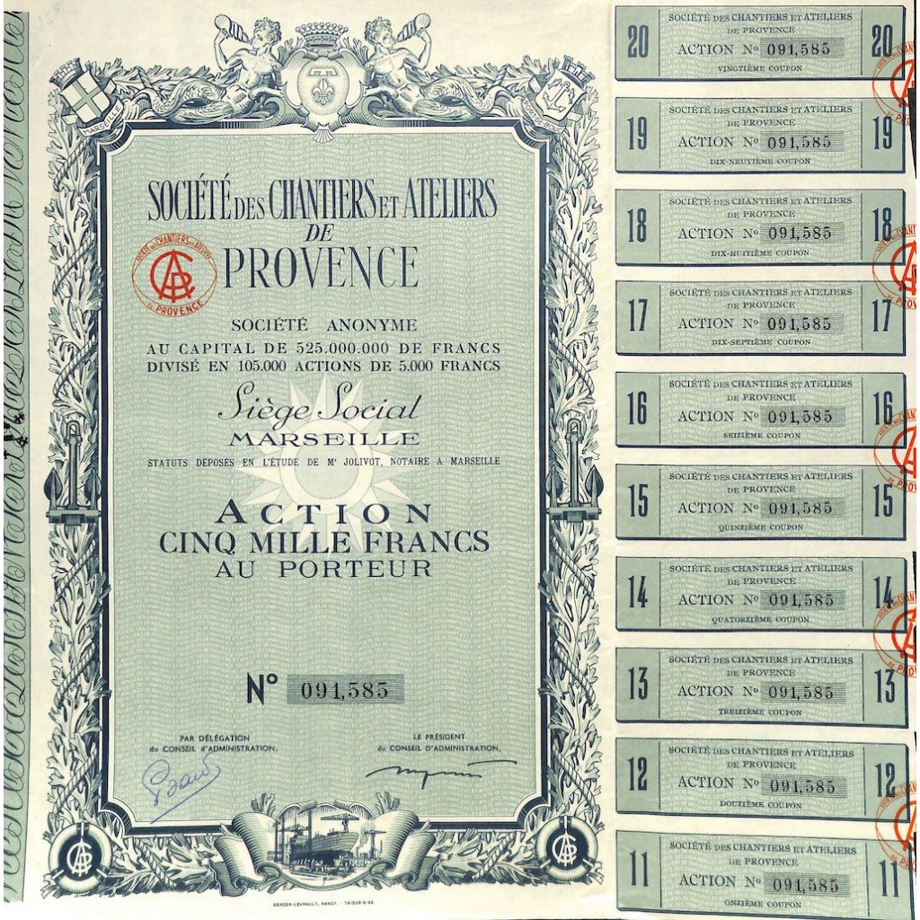 1930 - CHANTIERS ET ATELIERS DE PROVENCE SOC. DES