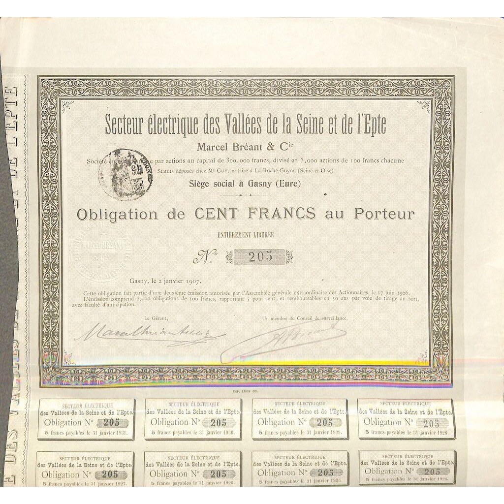 1907 - SECTEUR ELECTRIQUE DES VALLÉES DE LA...