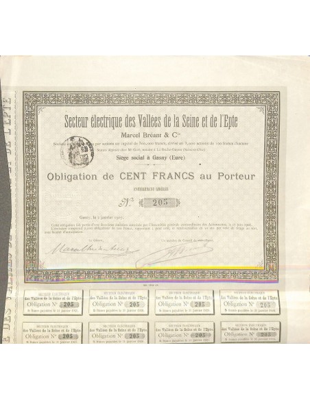 1907 - SECTEUR ELECTRIQUE DES VALLÉES DE LA SEINE ET DE L'EPTE