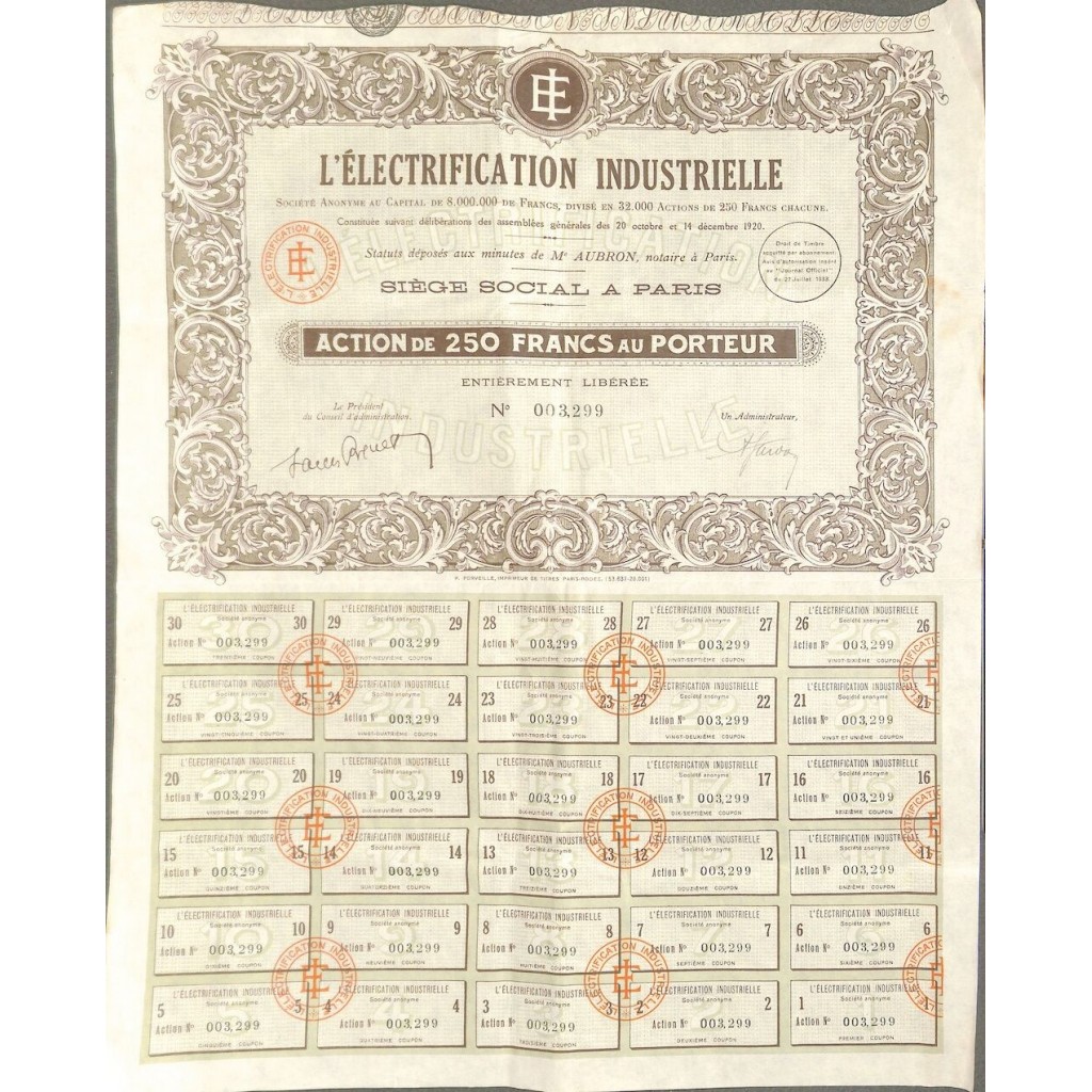 1933 - L'ELECTRIFICATION INDUSTRIELLE