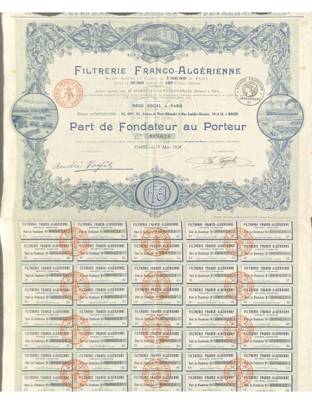 1928 - FILTRERIE FRANCO-ALGERIENNE
