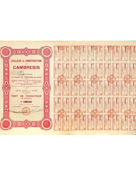 1922 - ATELIERS DE CONSTRUCTION DU CAMBRESIS