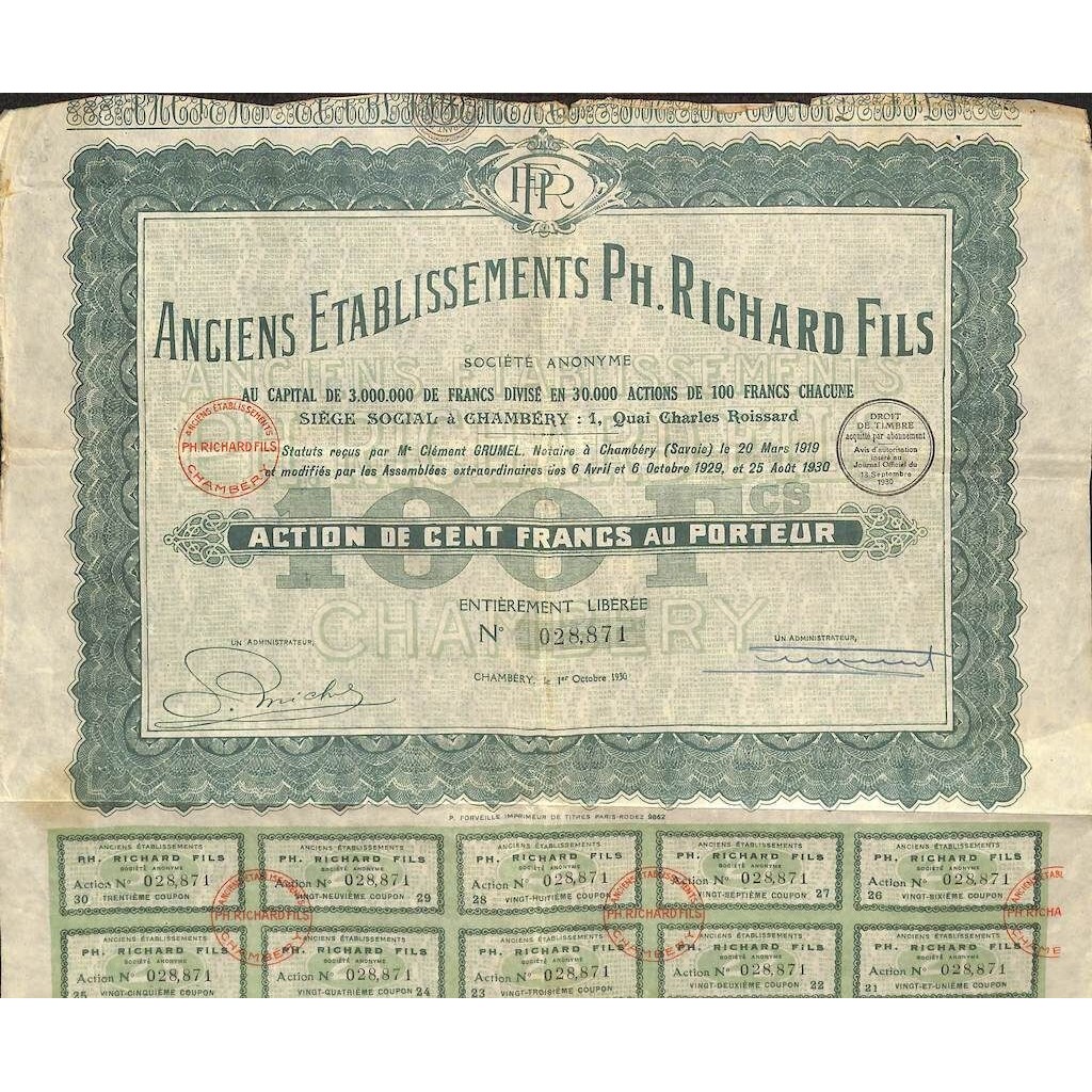 1930 - ANCIENS ETABLISSEMENTS PH. RICHARD FILS
