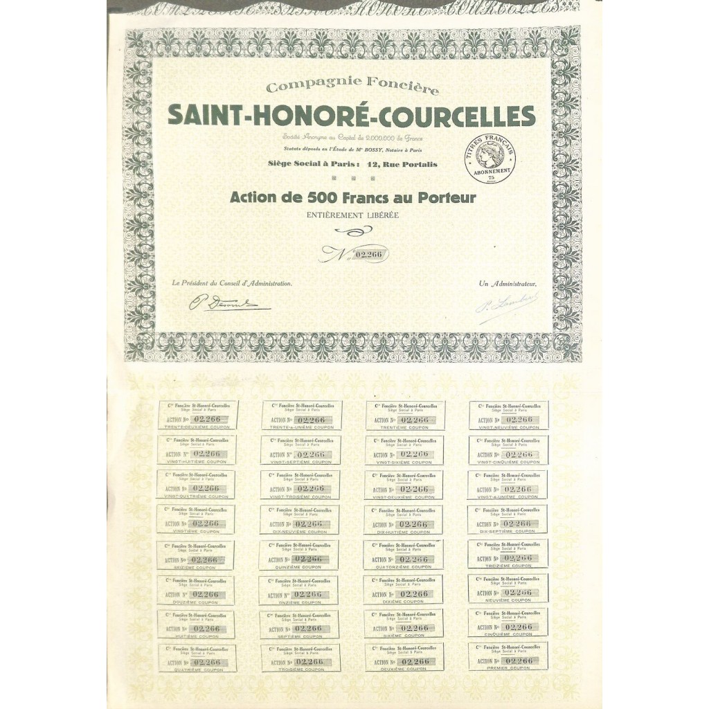 1930 - SAINT-HONORÉ-COURCELLES COMPAGNIE FONCIERE