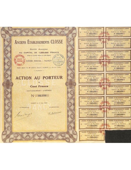 1925 - CLOSSE ANCIENS ETABLISSEMENTS