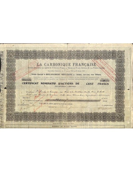 1926 - LA CARBONIQUE FRANCAISE
