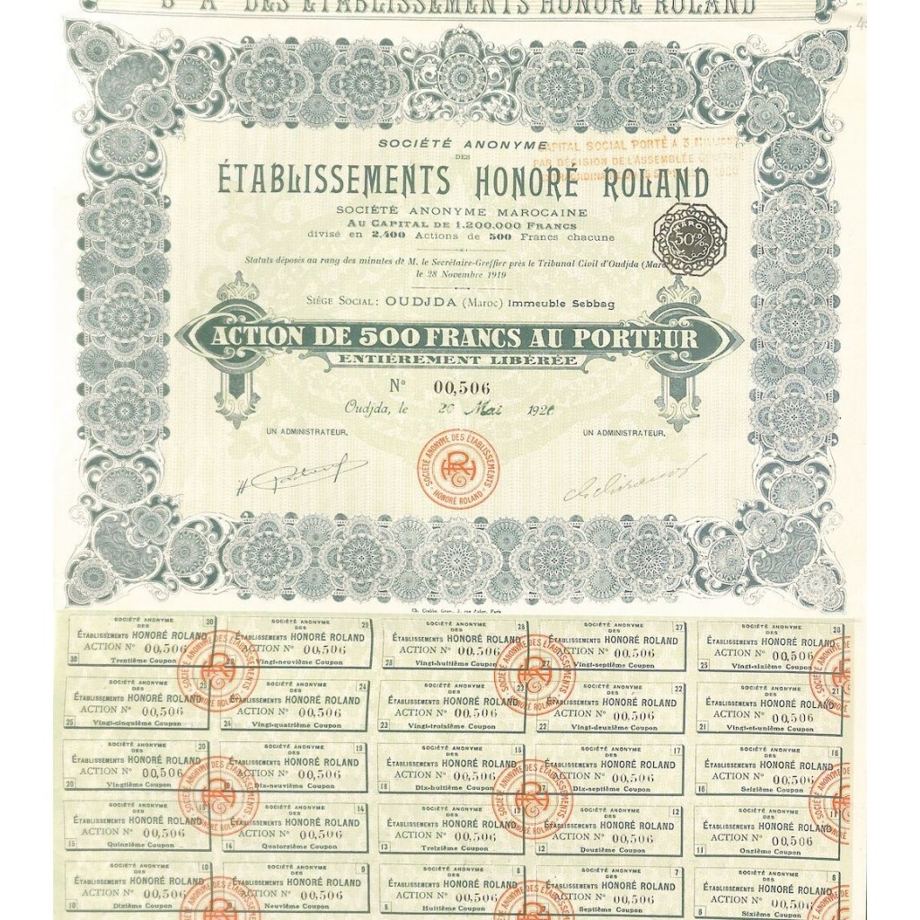 1920 - HONORÉ ROLAND ETABLISSEMENTS