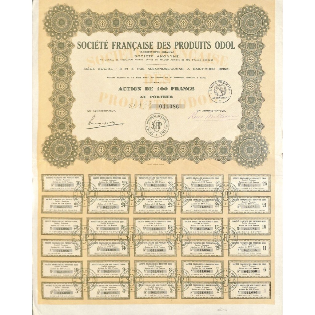 1927 - ODOL SOC. FRANCAISE DES PRODUITS