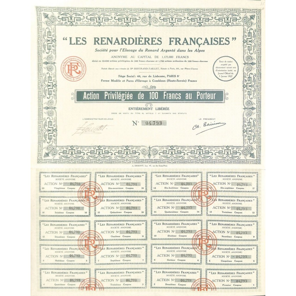 1927 - LES RENARDIERES FRANCAISES