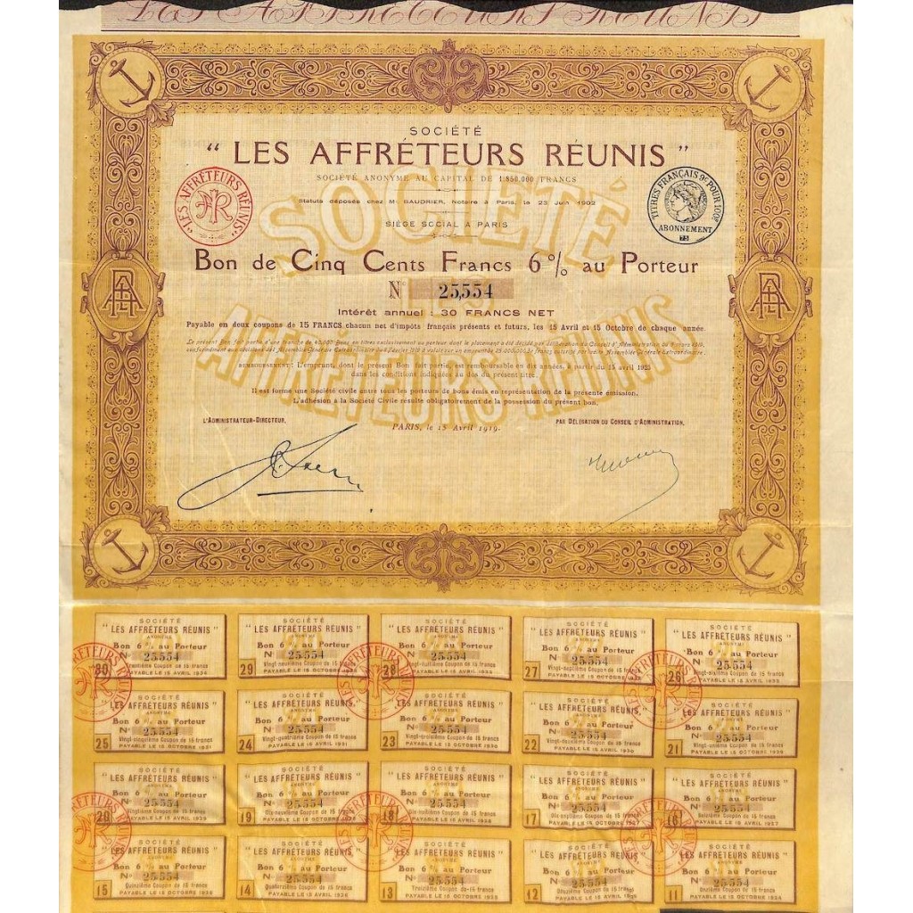 1919 - LES AFFRETEURS REUNIS