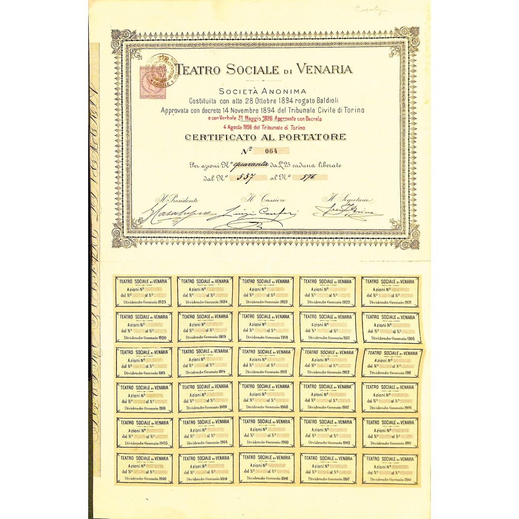 1894 - TEATRO SOCIALE DI VENARIA