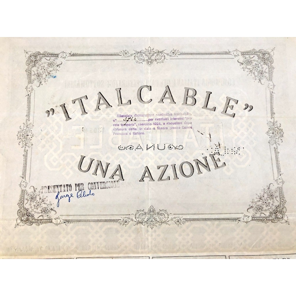 1924 - COMPAGNIA ITALIANA DEI CAVI TELEGRAFICI...