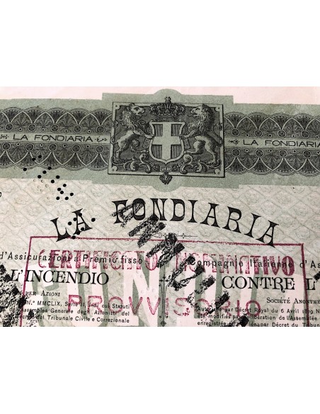 1879 - LA FONDIARIA COMPAGNIA ITALIANA D'ASSICURAZIONI CONTRO L'INCENDIO - FIRENZE