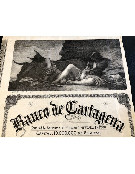 1900 BANCO DE CARTAGENA - 1 AZIONE DE LA PRIMERA SERIE
