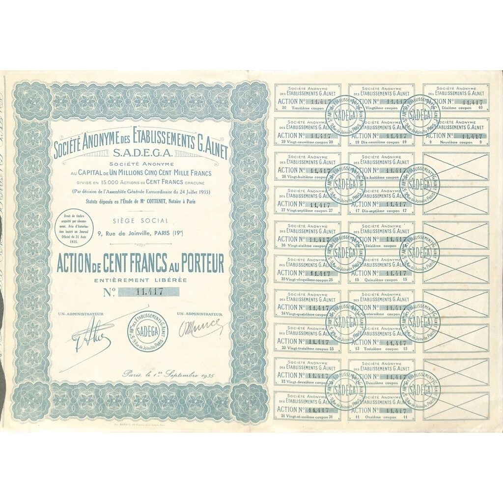 1935 - S.A.D.E.G.A. - SOC. ANON. DES...