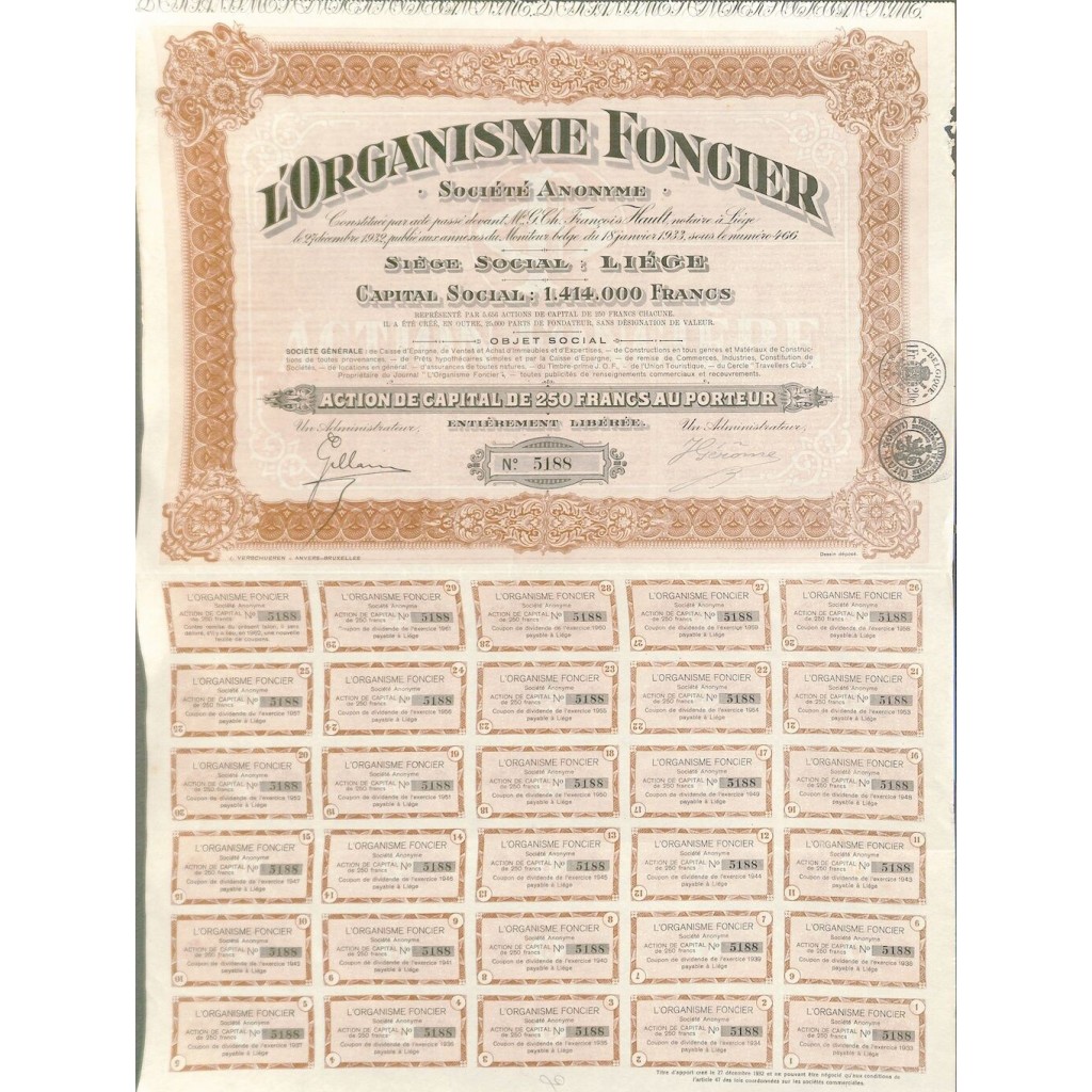 1933 - L'ORGANISME FONCIER