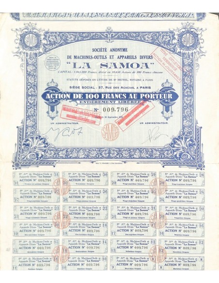 1931 - LA SAMOA - SOC. ANON. DE MACHINES-OUTILS ET APPAREILS DIVERS
