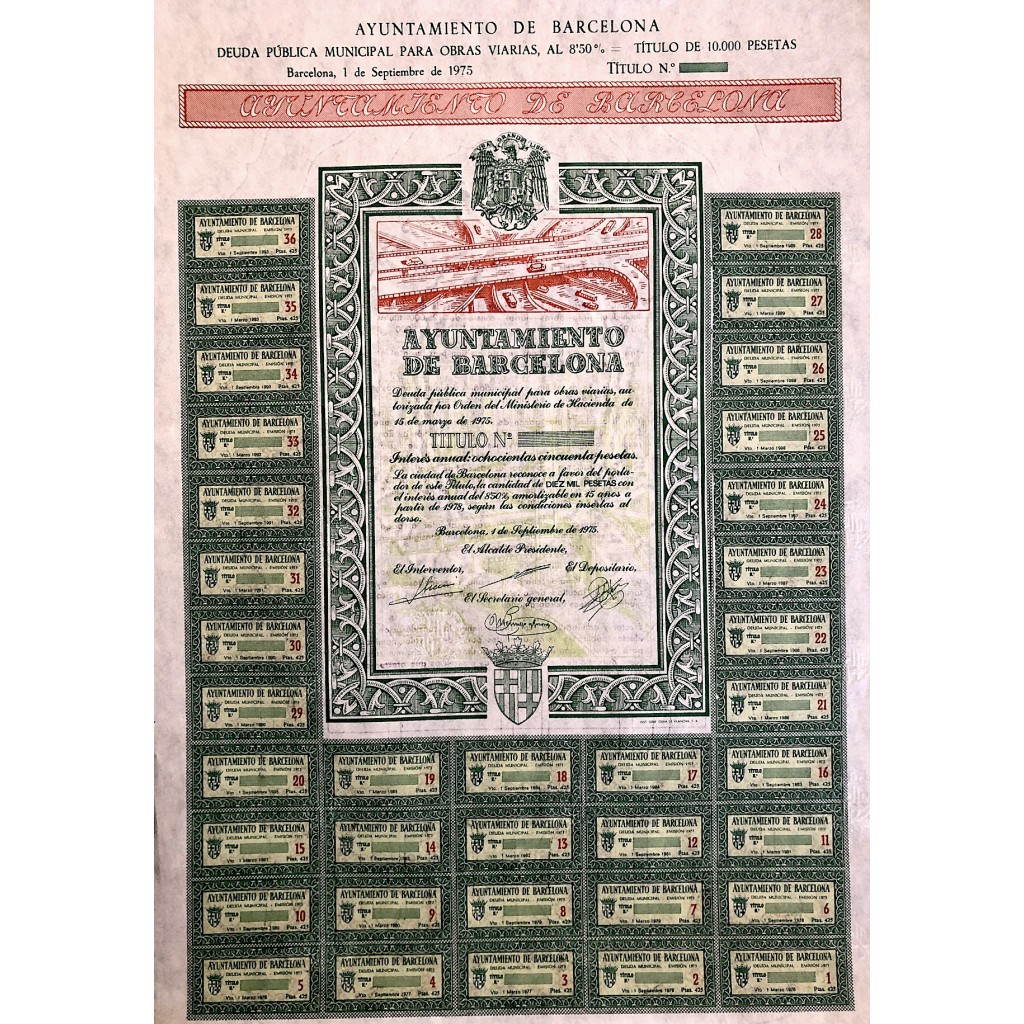1975 - AYUNTAMIENTO DE BARCELONA - 1 OBBLIGAZIONE