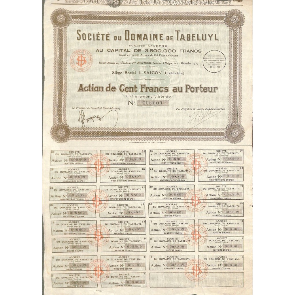 1928 - DOMAINE DE TABELUYL SOC. DU