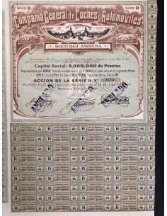 1910 - COMPANIA GENERAL DE COCHES Y AUTOMOVILES - 1 AZIONE