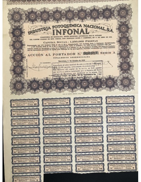 1928 - INDUSTRIA FOTOQUIMICA NACIONAL S.A. - AZIONE TOTALMENTE DESEMBOLATO