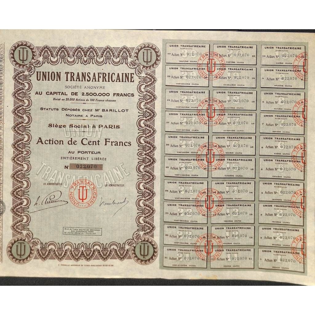 1931 - UNION TRANSAFRICAINE