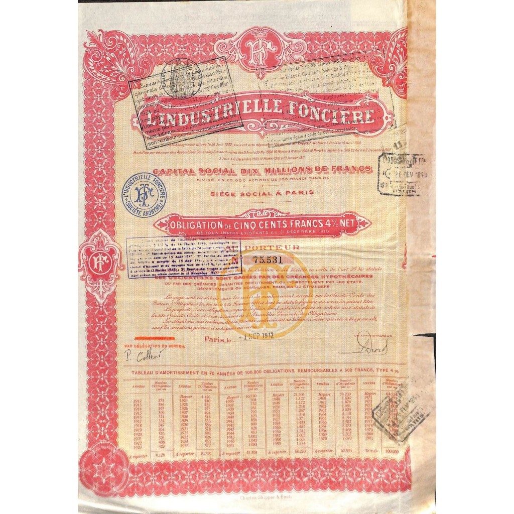 1912 - L'INDUSTRIELLE FONCIERE