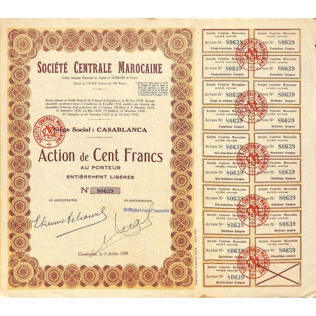 1928 - CENTRALE MAROCAINE SOC.