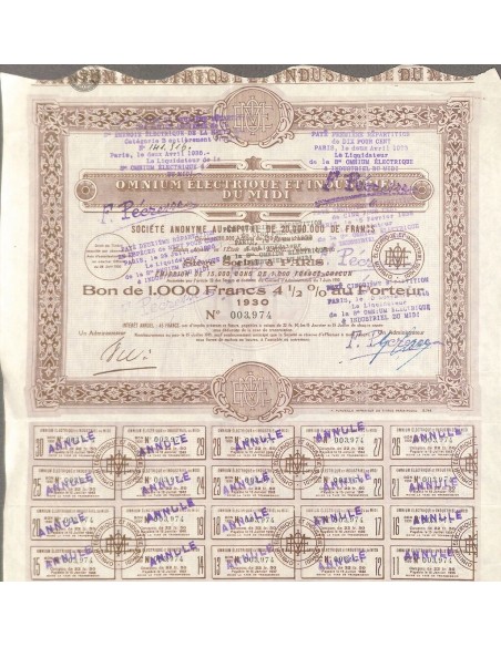 1930 - OMNIUM ELECTRIQUE ET INDUSTRIEL DU MIDI