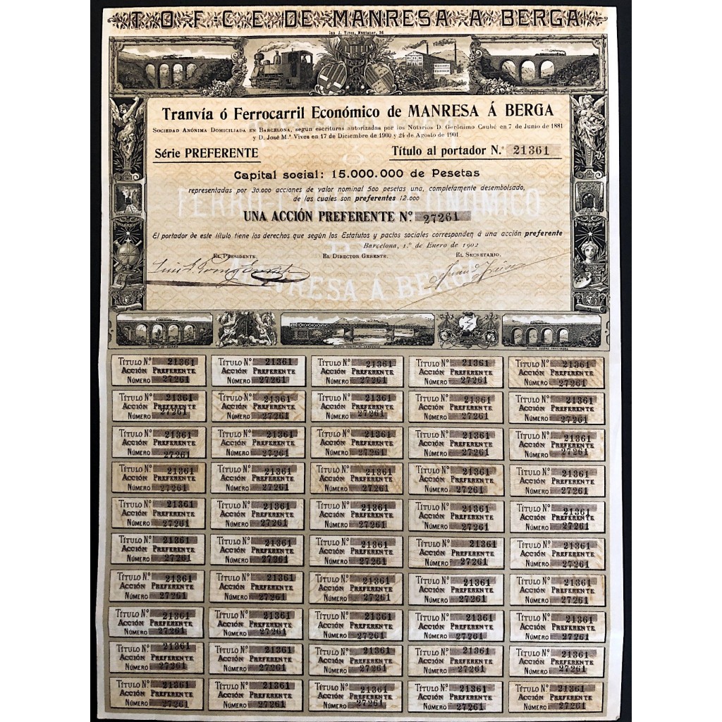 1902 - TRANVIA O FERROCARRIL E. DE MANRESA A...